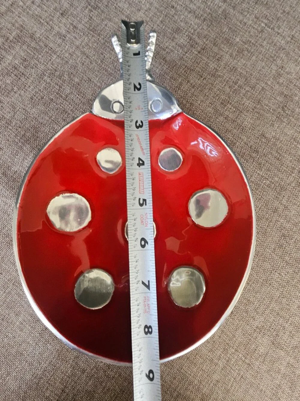 Mariposa Handcrafted Ladybug Candy Dish Beveled Aluminum And Red Enamel Bowl